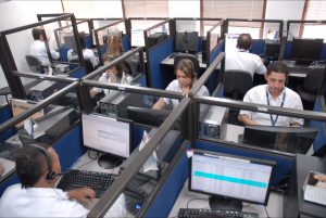 Employees in a call center