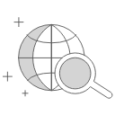 illustration of globe with magnifying glass